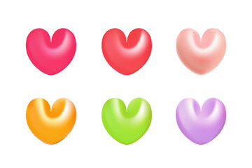 3D hearts set vector illustration design.