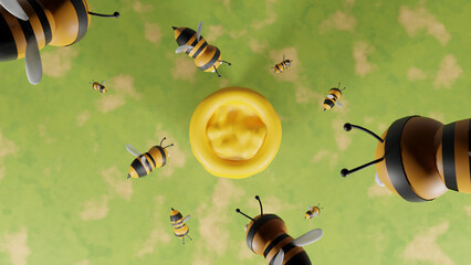 Cute 3D Little Bee Flying