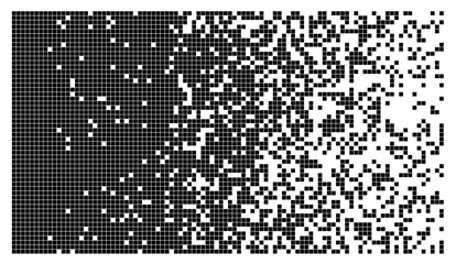 Horizontal black white abstract background with square pixels, cover, half tone site presentation, web report, album in HD format. UI template layout for web design of internet products. Vector banner