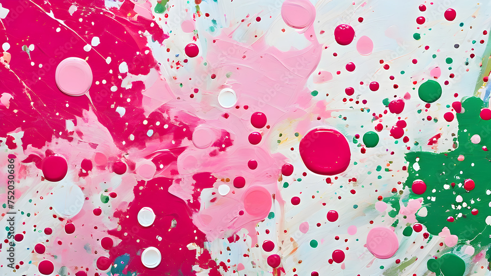 Poster abstract-pattern-featuring-confetti-like-dots-in-varying-shades-of-pink-and-green-creating