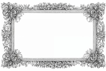Beautiful hand drawn monochrome full floral borders. Generative Ai