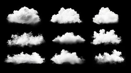 Set realistic cloud fog isolated on black background	
 - obrazy, fototapety, plakaty