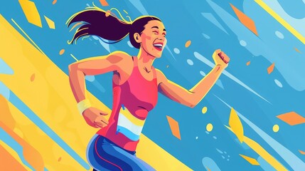 Triumphant Female Athlete Celebrating Victory in a Championship Race