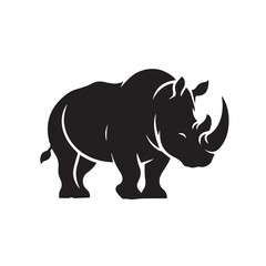  silhouette and icon of a rhinoceros isolated on white background