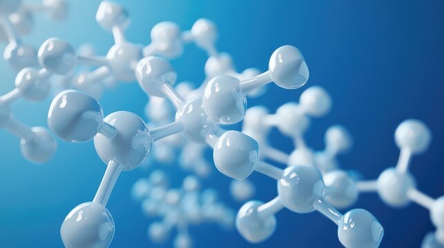 3D Ball and Stick Model of Polystyrene Molecular Structure