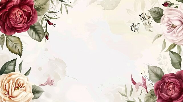 Hand Drawn Floral Wedding Invitation Card,generative ai,
