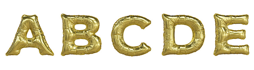 Alphabet Collection glossy letters in balloon gold air style. English fonts voluminous inflated...