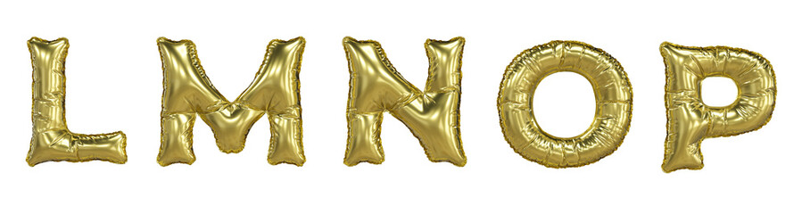 Alphabet Collection glossy letters in balloon gold air style. English fonts voluminous inflated...