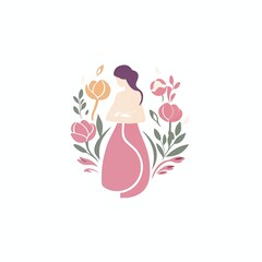 Feminine florist logo pastel color minimal on white background