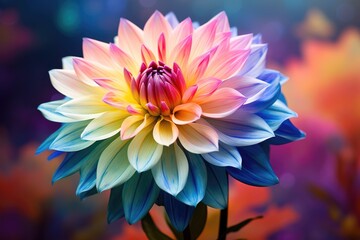 Colorful dahlia flower with blur background, Ai generated