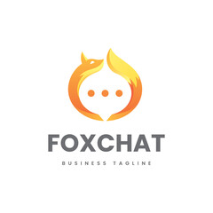 modern fox chat logo vector