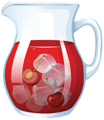 Vector illustration of a pitcher with cherry punch