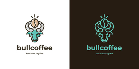 bull coffee logo vector