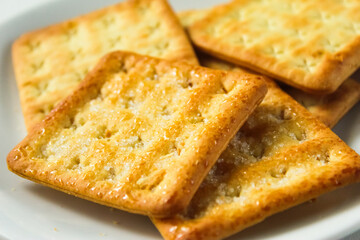 close up of cracker biscuits