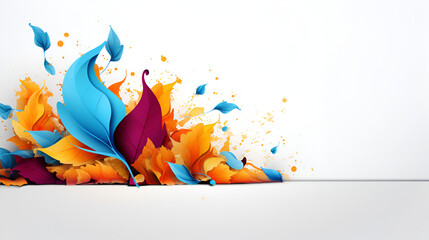Colorful element on white background abstract colors,splashing style with rainbow colorful paint explosion
