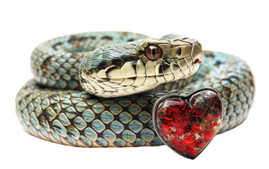 Heart-Adorned Snake in Close Proximity isolated on transparent Background