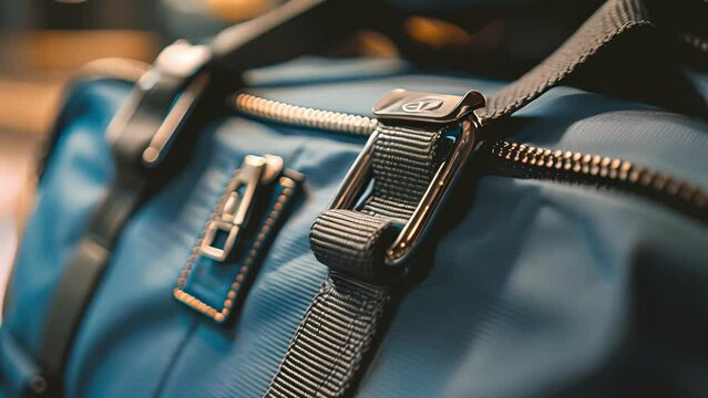 A secure padlock fastened around the handles of a travel bag providing maximum protection for valuable items.