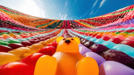 panoramic shot colorful gummy sweets