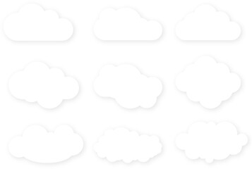 white cloud icon transparent background collection set