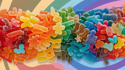 panoramic shot colorful gummy sweets
