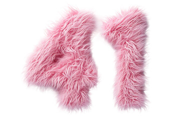 Number 4 in Short Hair: Sweet Pink and Fur-Inspired isolated on transparent Background