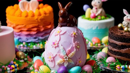 selective focus delicious easter cakes