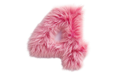 Number 4 Takes on Fur Shapes: Sweet Pink Short Hair isolated on transparent Background