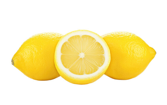 Lemon Wedges in Threes isolated on transparent Background