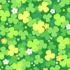 背景イラスト_クローバーと花