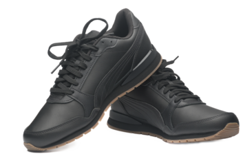 black leather sneakers on isolated on a white background. sports shoes