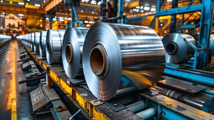 Fototapeta premium Modern Aluminum Production Machinery: A Business Concept Generative AI