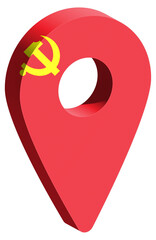 Chinese Communist Party flag pin map 3d render geotag