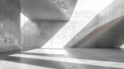 Modern Concrete Room with Sunlight Generative AI