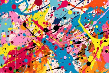 Abstract and contemporary pop art color paint splatter, creating a visually stimulating and dynamic pattern for a lively background, Generative AI