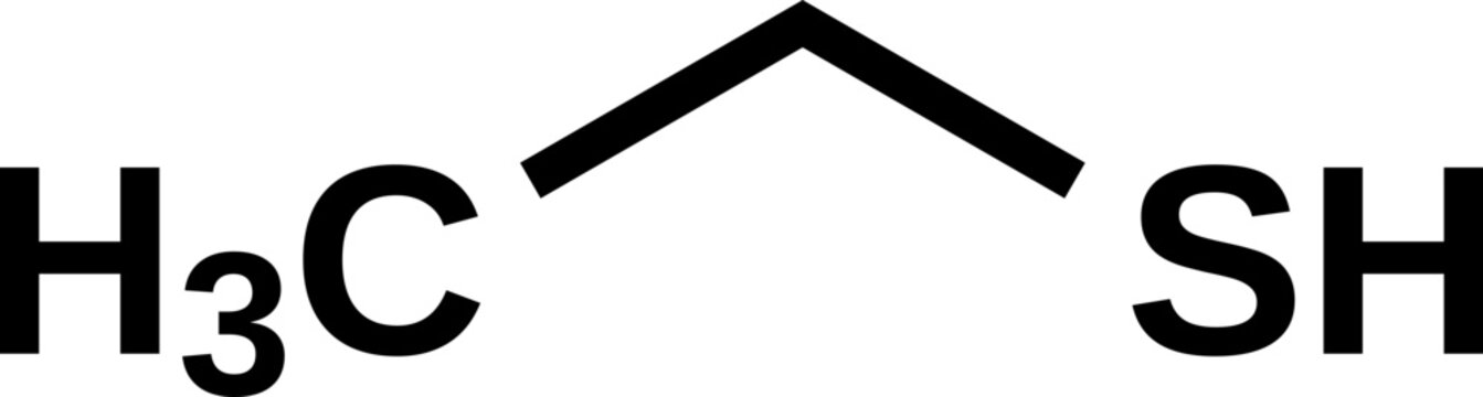 Ethanethiol structural formula, vector illustration