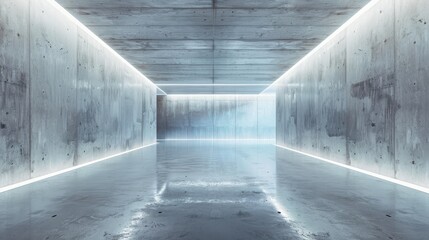 Modern Minimalist Concrete Room Background Generative AI
