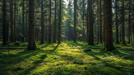 Obraz premium Coniferous Forest in the Pacific Northwest Generative AI