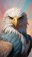 Fantasy Illustration of a wild eagle bird. Digital art style wallpaper background.