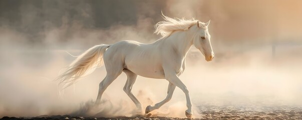 A majestic white horse symbolizing strength purity and the divine. Concept Animal Symbolism, Strength and Purity, Majestic Creatures, Divine White Horse, Meaningful Portraits