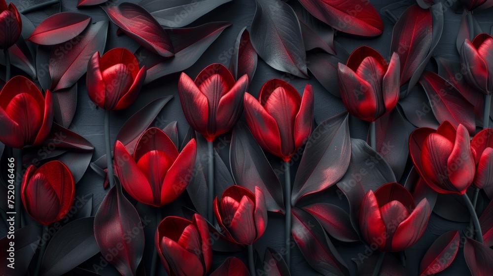 Poster metallic tulip flower backdrop generative ai