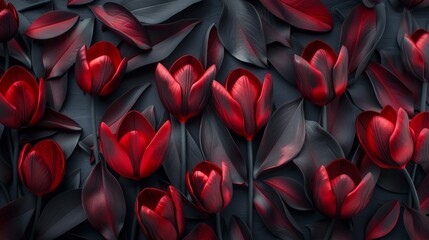 Metallic Tulip Flower Backdrop Generative AI