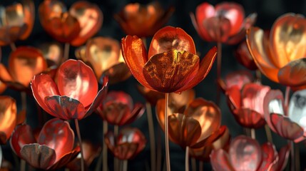 Metallic Tulip Flower Backdrop Generative AI