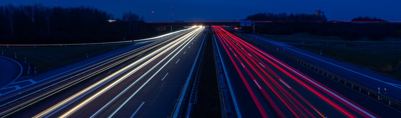 panorama traffic on highway at night