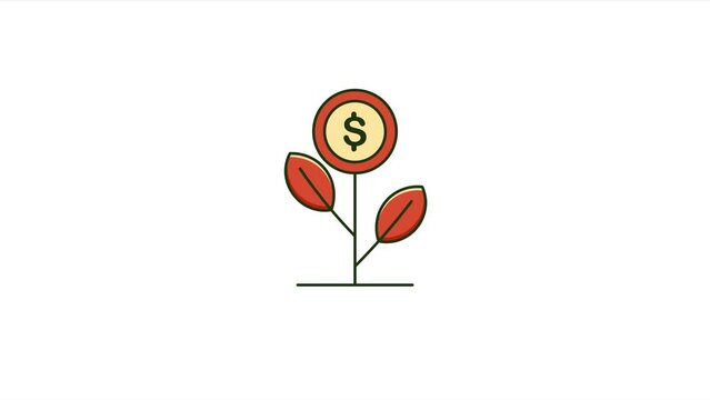money growth icon video animation. monet tree icon logo video design.