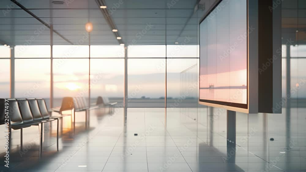 Poster a sleek and modern airport billboard featuring a captivating image and simple yet impactful copy. wi