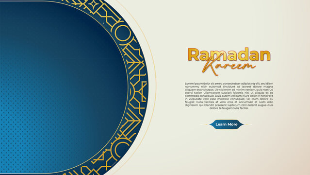 luxury ramadan Banner design with blue gradient and arabic ornament. Ramadan template design