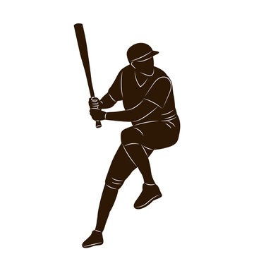 man playing baseball silhouette on white background vector