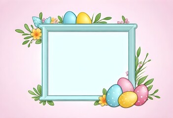 easter frame with eggs and flowers
