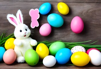 easter bunny and easter eggs