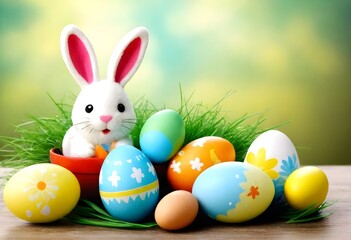 easter bunny with eggs